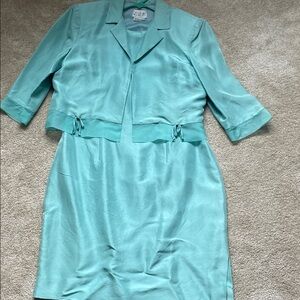 Elegant Aqua Dress with Jacket